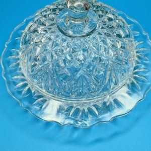Vintage 1950s Anchor Hocking Pineapple Glass Butter Dish Pressed